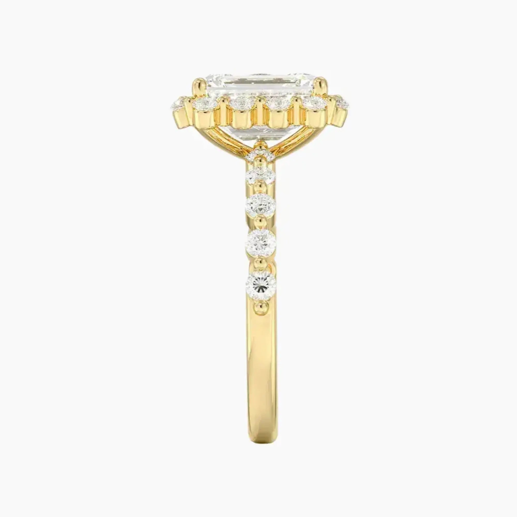 Anthea Emerald Designer 1.5 Carat Lab Grown Diamond Engagement Ring in 14K Yellow Gold