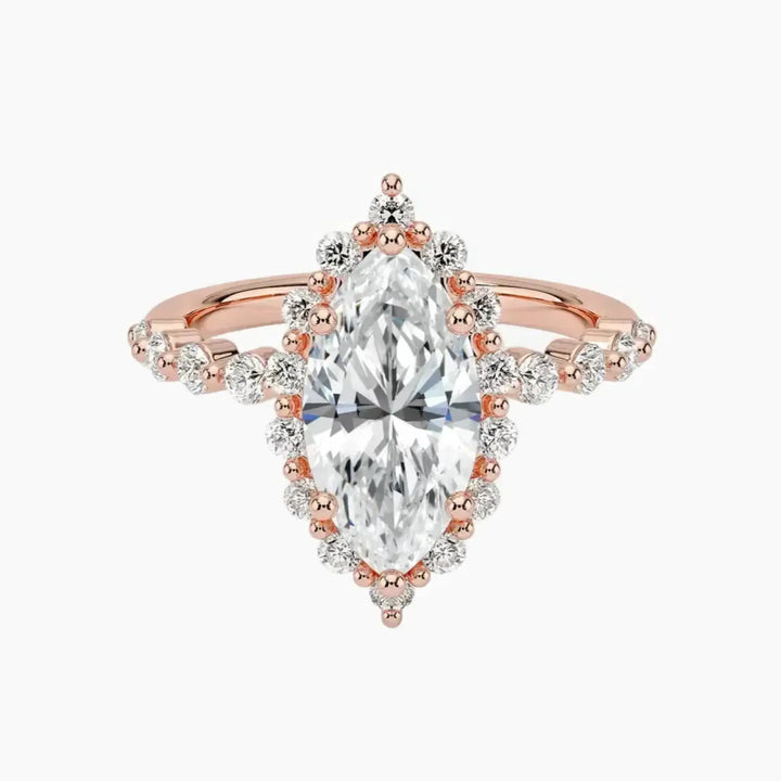 Anthea Marquise Designer 3 Carat Lab Grown Diamond Engagement Ring in 18K Rose Gold