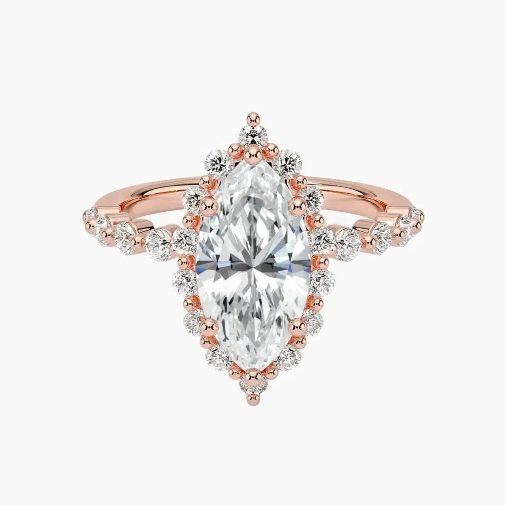 Anthea Marquise Designer 2.5 Carat Lab Grown Diamond Engagement Ring in 18K Yellow Gold
