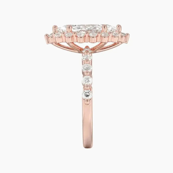 Anthea Marquise Designer 3 Carat Lab Grown Diamond Engagement Ring in 18K White Gold
