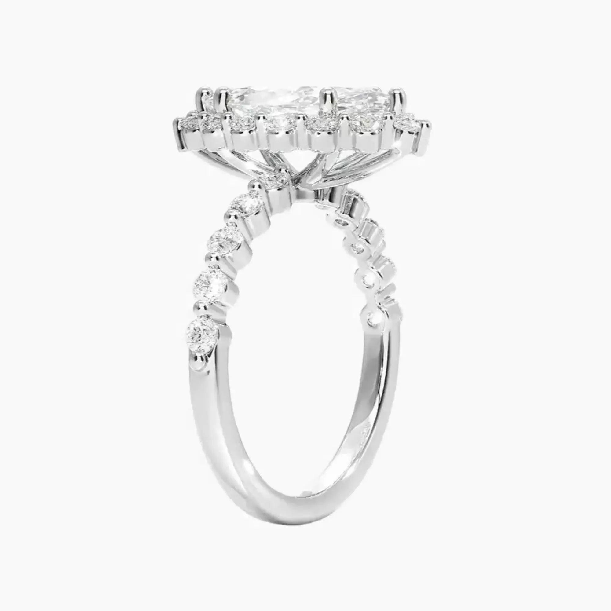 Anthea Marquise Designer 1.5 Carat Lab Grown Diamond Engagement Ring in 14K White Gold