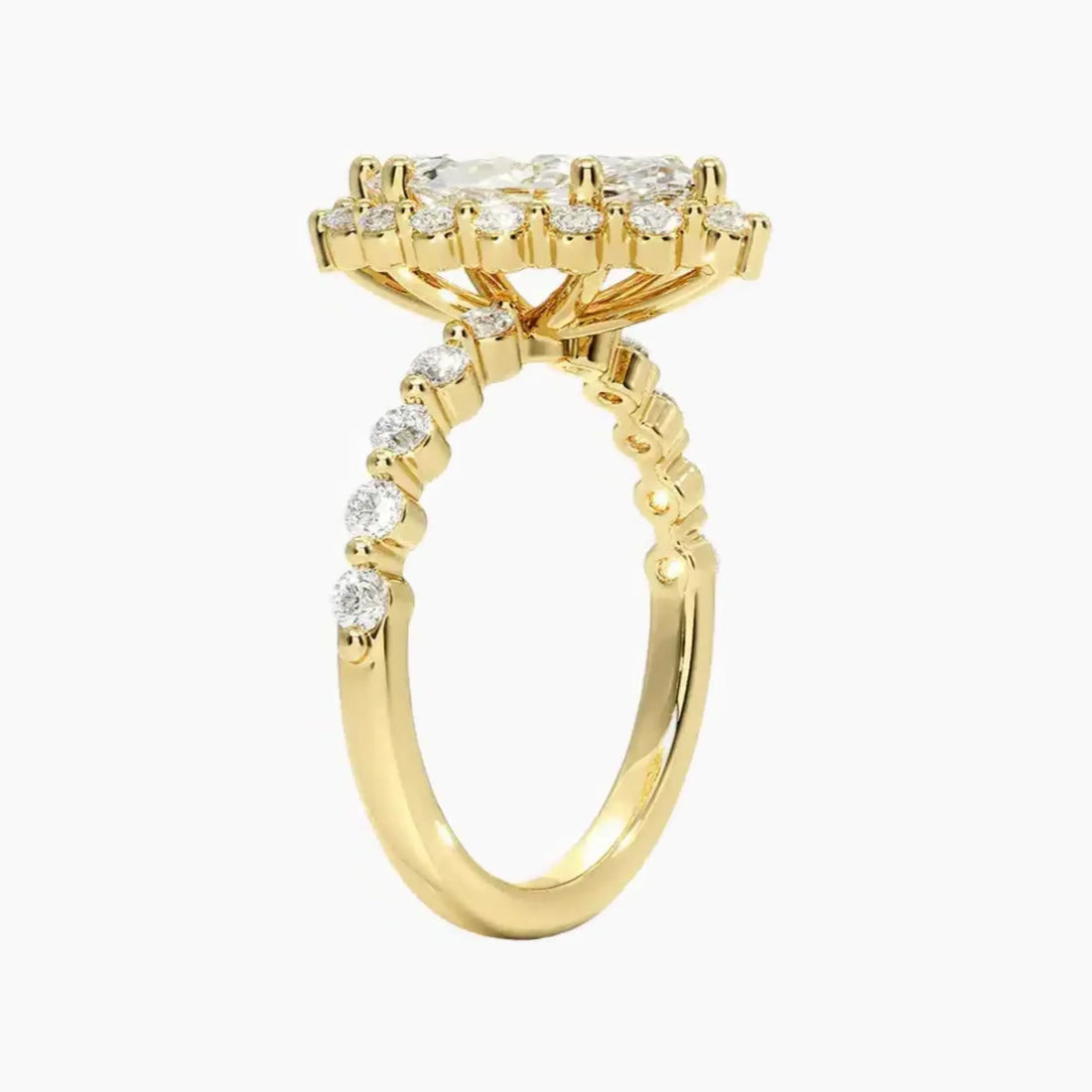 Anthea Marquise Designer 1.5 Carat Lab Grown Diamond Engagement Ring in 14K Yellow Gold