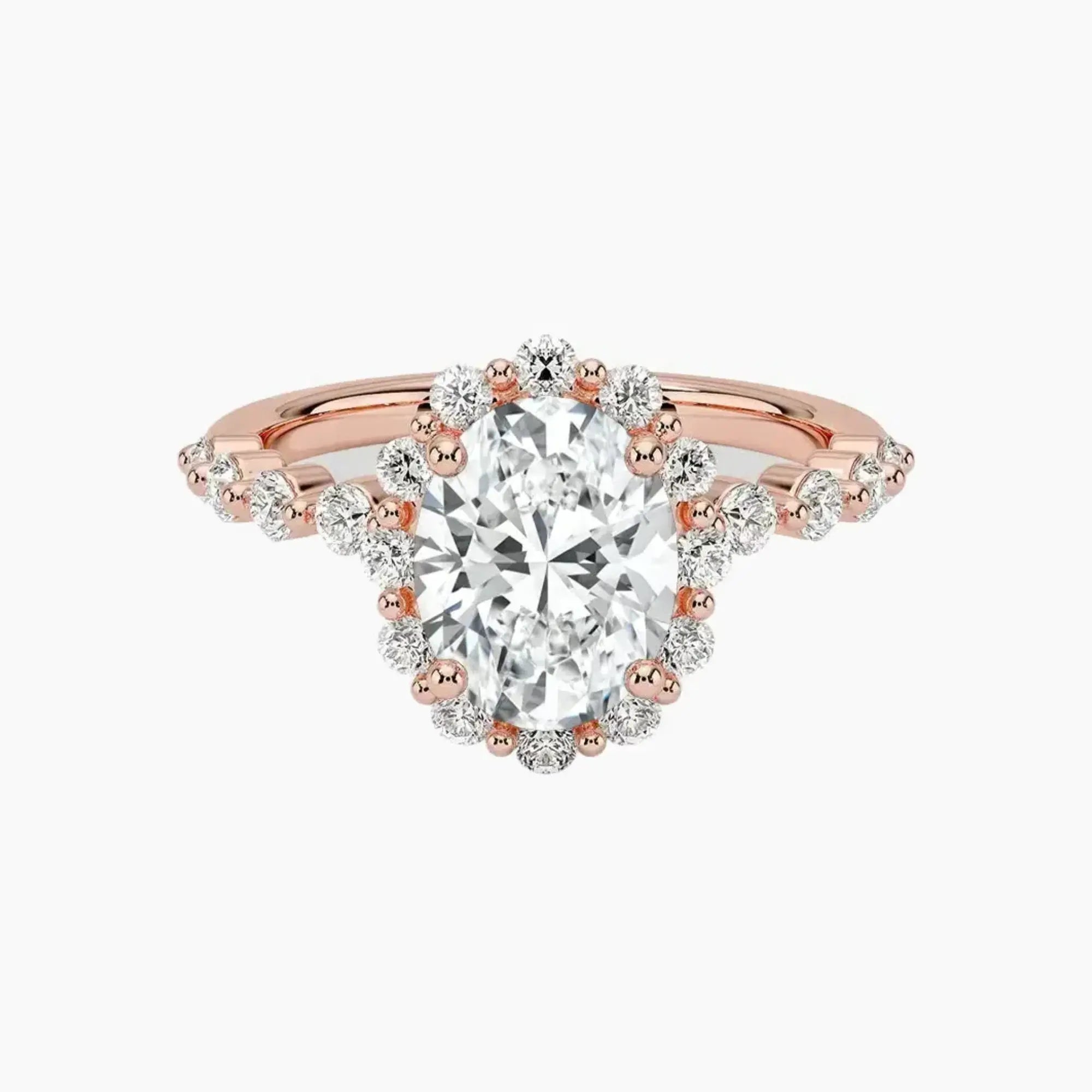 Anthea Oval Designer 3 Carat Lab Grown Diamond Engagement Ring in 14K Rose Gold