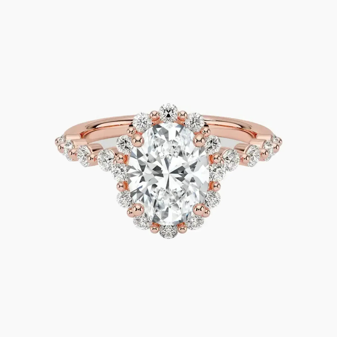 Anthea Oval Designer 2 Carat Lab Grown Diamond Engagement Ring in 18K Yellow Gold