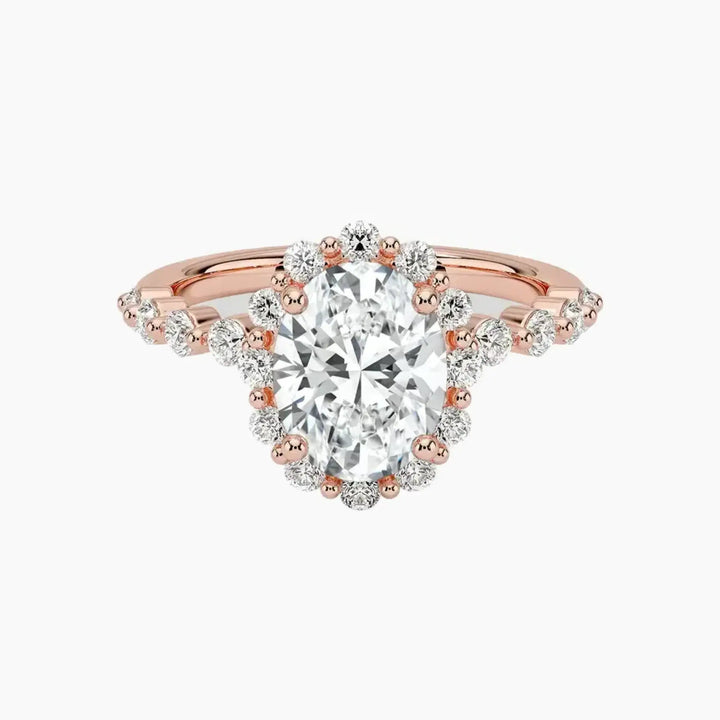 Anthea Oval Designer 2 Carat Lab Grown Diamond Engagement Ring in 18K Rose Gold