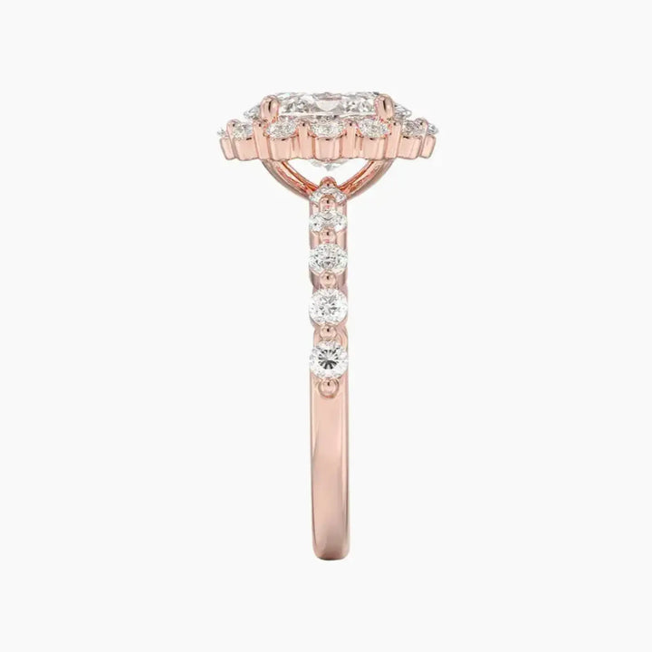 Anthea Oval Designer 1.5 Carat Lab Grown Diamond Engagement Ring in 18K White Gold