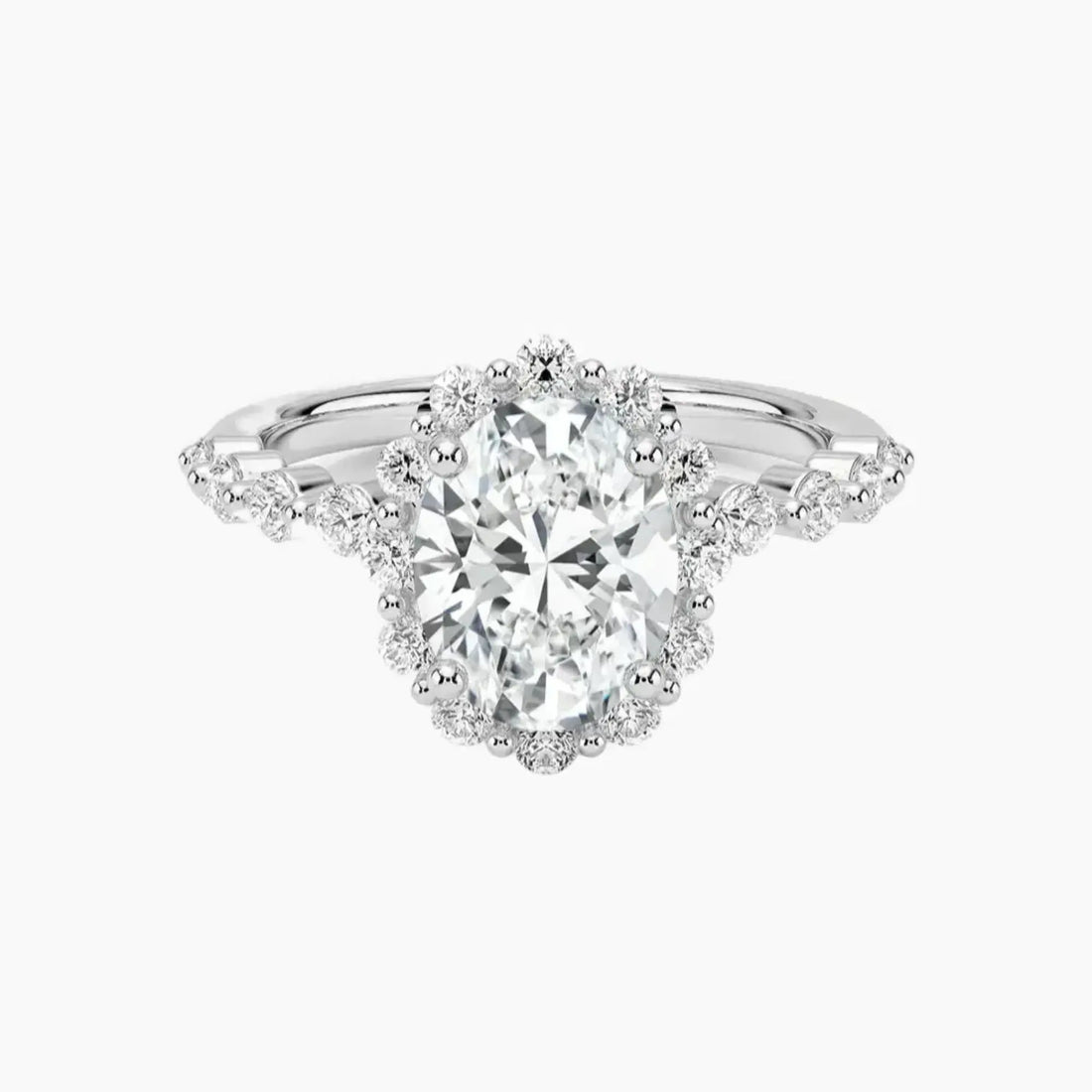 Anthea Oval Designer Diamond Ring Setting in 14K White Gold