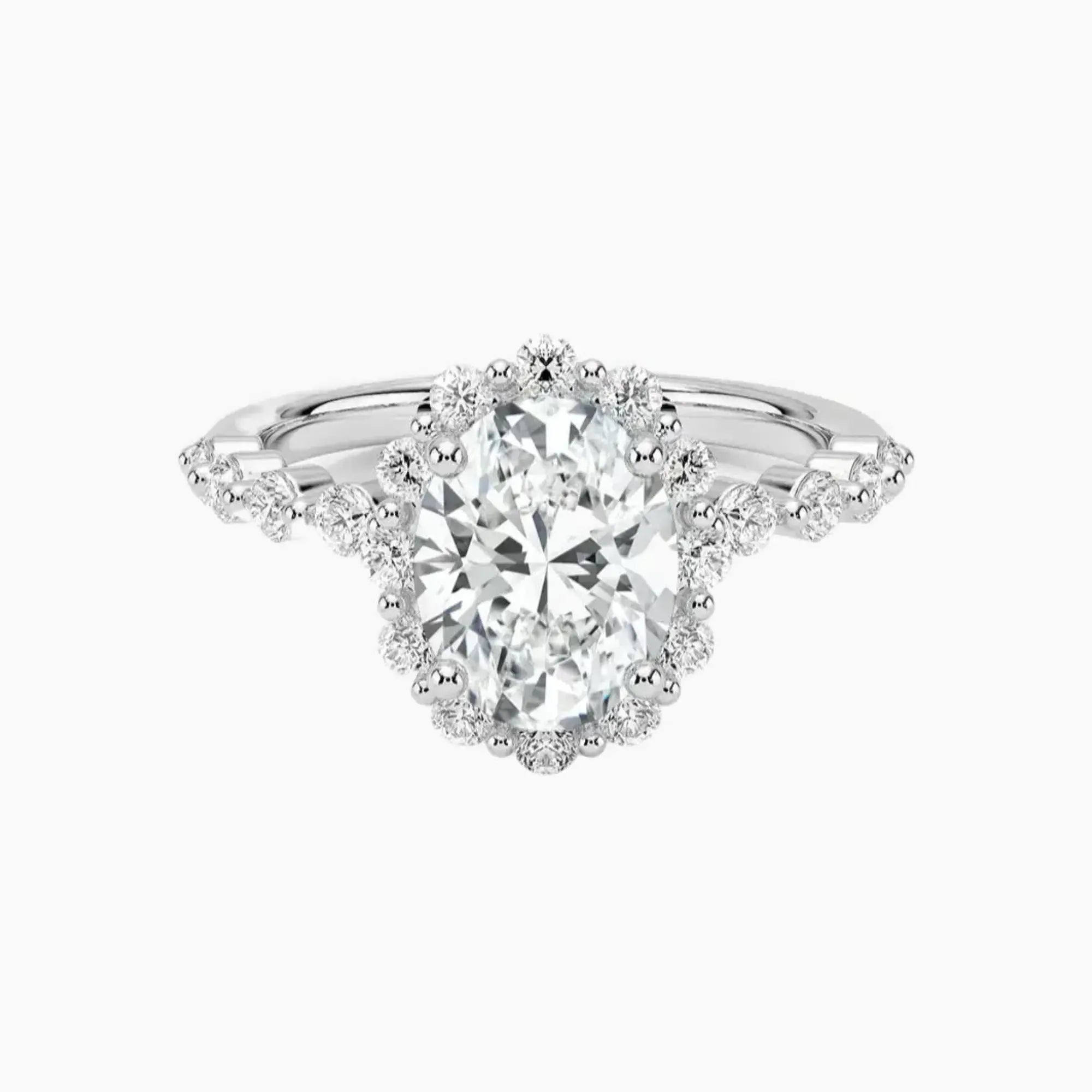 Anthea Oval Designer 2.5 Carat Lab Grown Diamond Engagement Ring in 14K Rose Gold