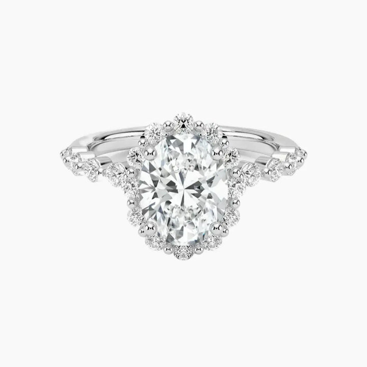 Anthea Oval Designer 3 Carat Lab Grown Diamond Engagement Ring in 14K White Gold