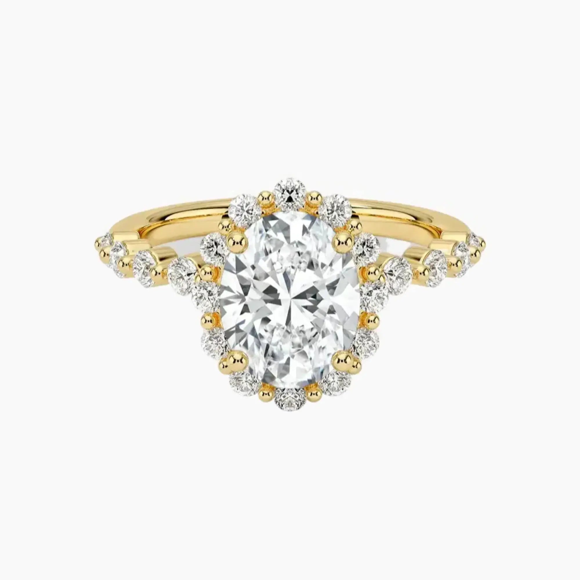 Anthea Oval Designer 2 Carat Lab Grown Diamond Engagement Ring in 18K White Gold