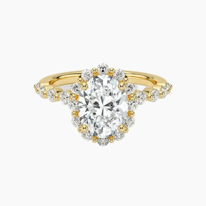 Anthea Oval Designer 3 Carat Lab Grown Diamond Engagement Ring in 14K Yellow Gold