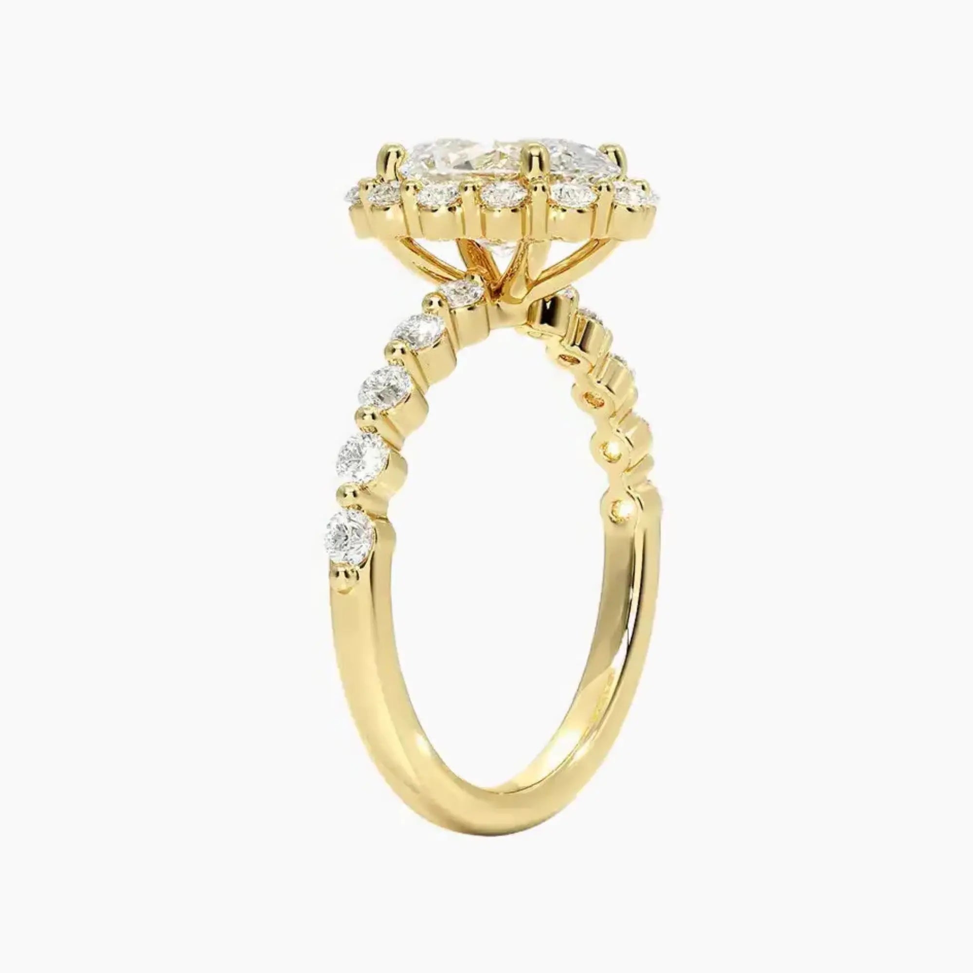 Anthea Oval Designer Diamond Ring Setting in 18K Yellow Gold