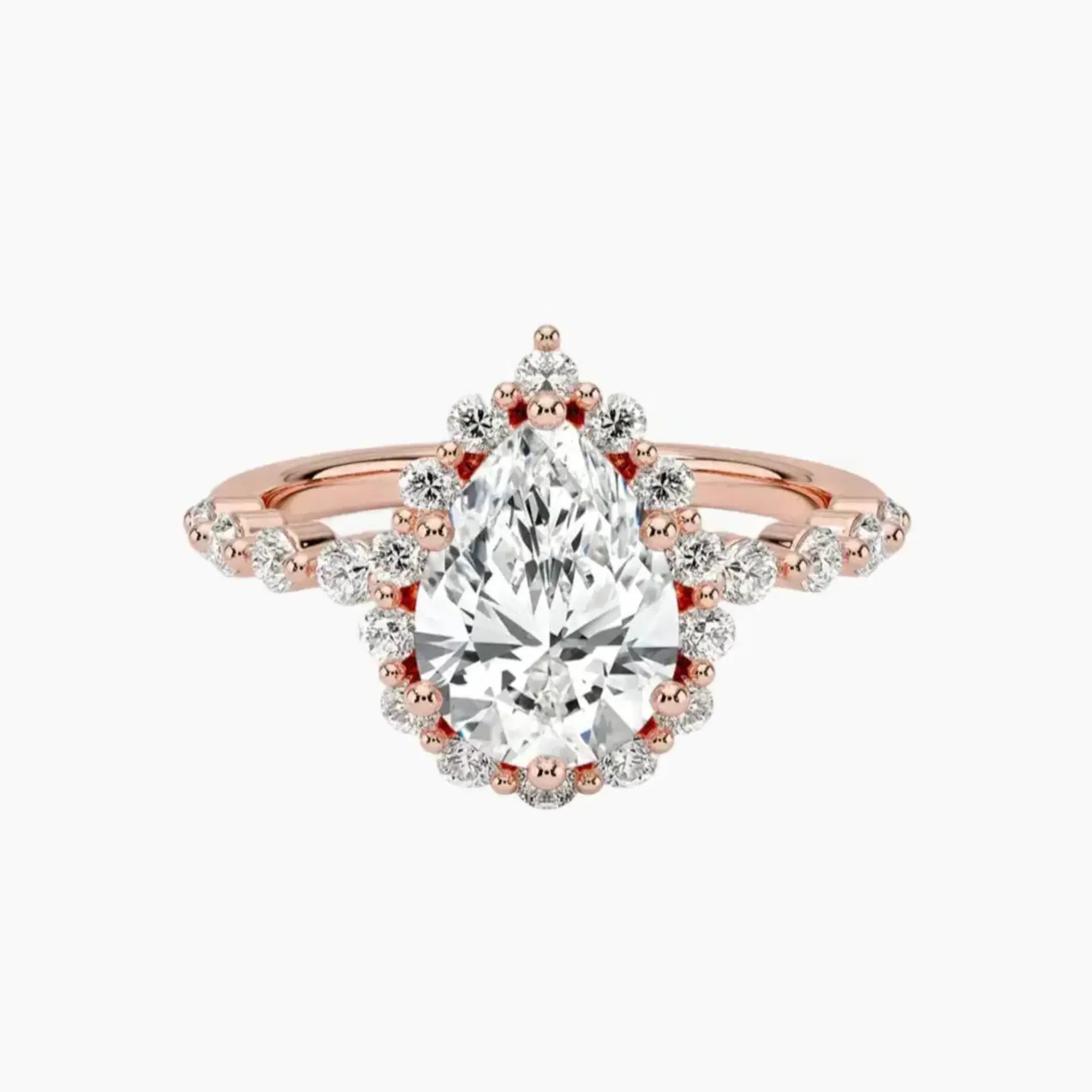 Anthea Pear Designer Diamond Ring Setting in 14K White Gold