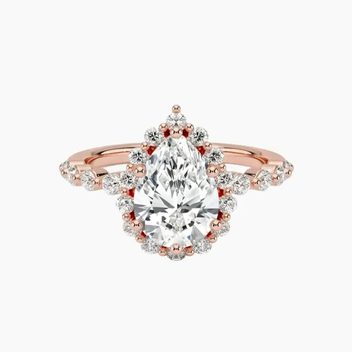Anthea Pear Designer 1.5 Carat Lab Grown Diamond Engagement Ring in 18K Rose Gold