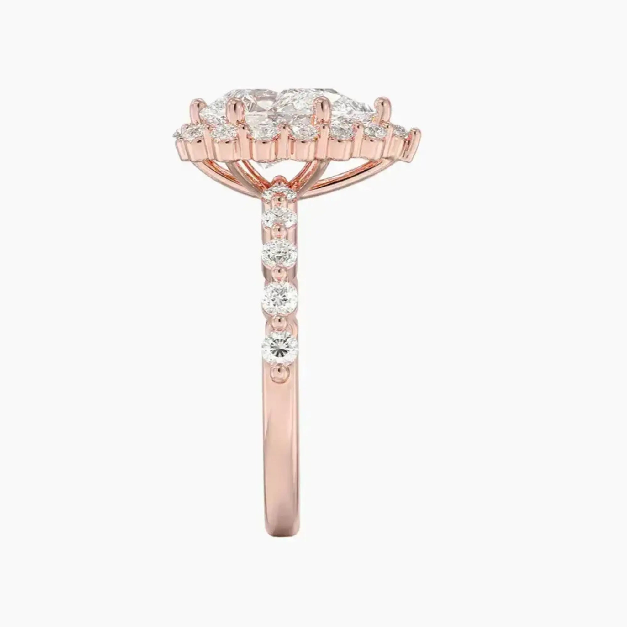 Anthea Pear Designer 1 Carat Lab Grown Diamond Engagement Ring in 14K Rose Gold
