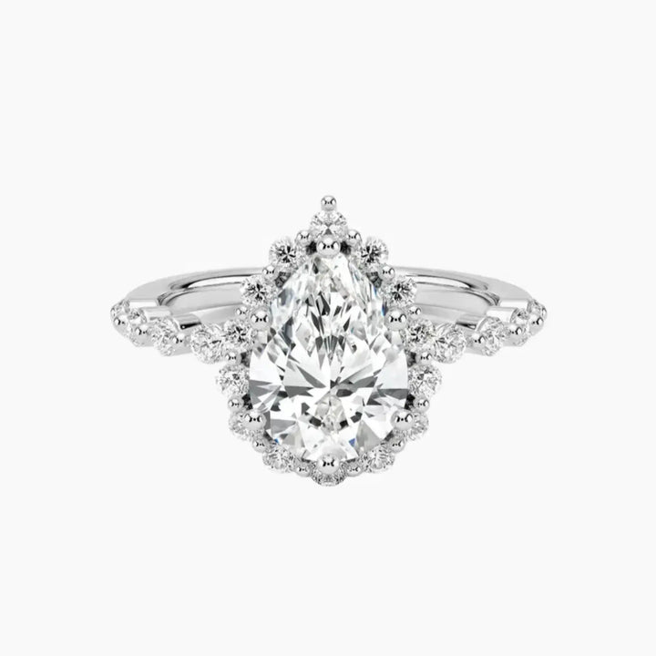 Anthea Pear Designer 2.5 Carat Lab Grown Diamond Engagement Ring in 14K White Gold
