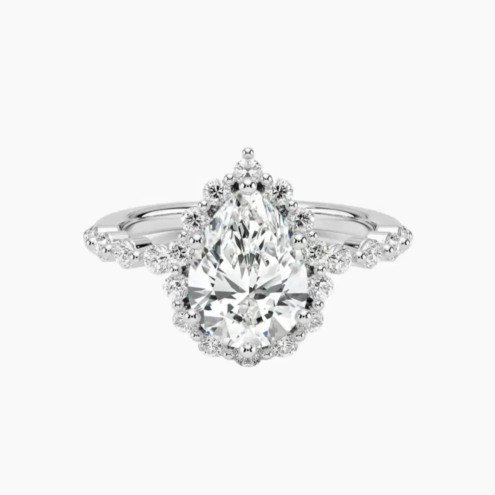 Anthea Pear Designer 1.5 Carat Lab Grown Diamond Engagement Ring in 14K White Gold