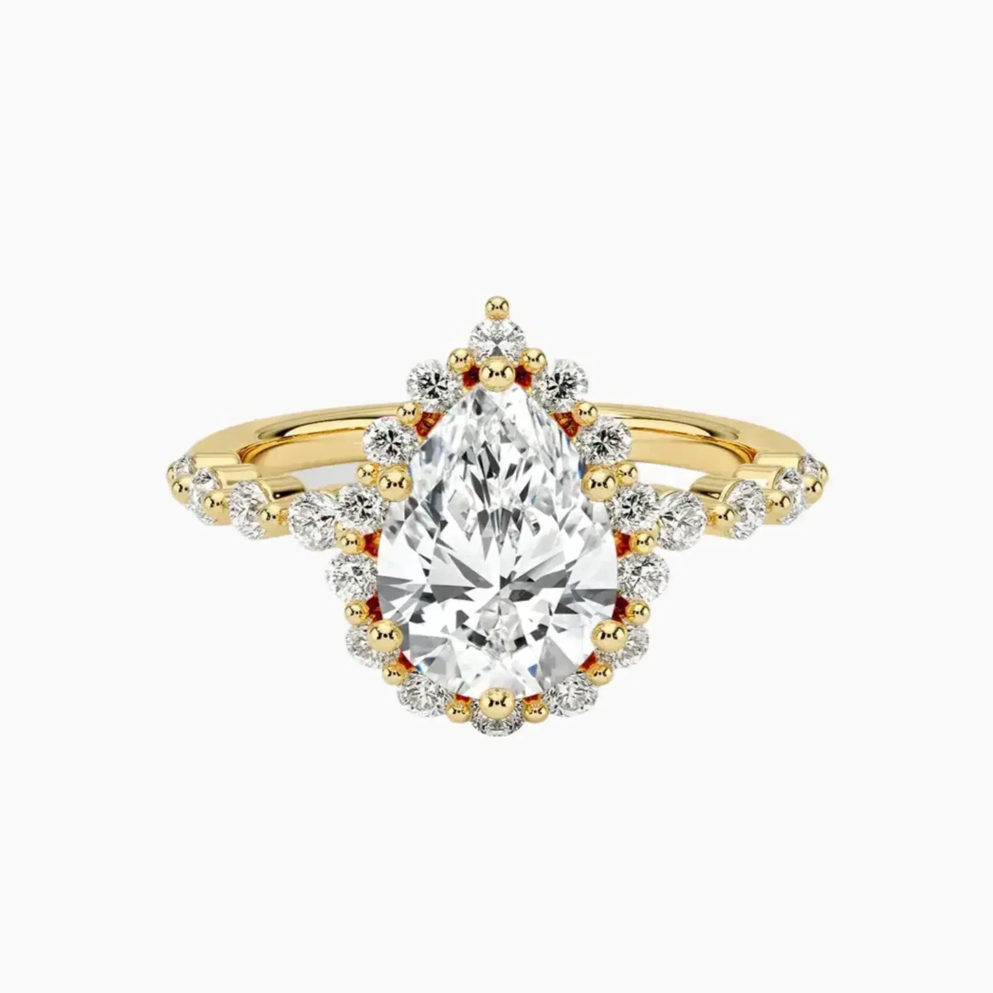 Anthea Pear Designer 2 Carat Lab Grown Diamond Engagement Ring in 18K Yellow Gold