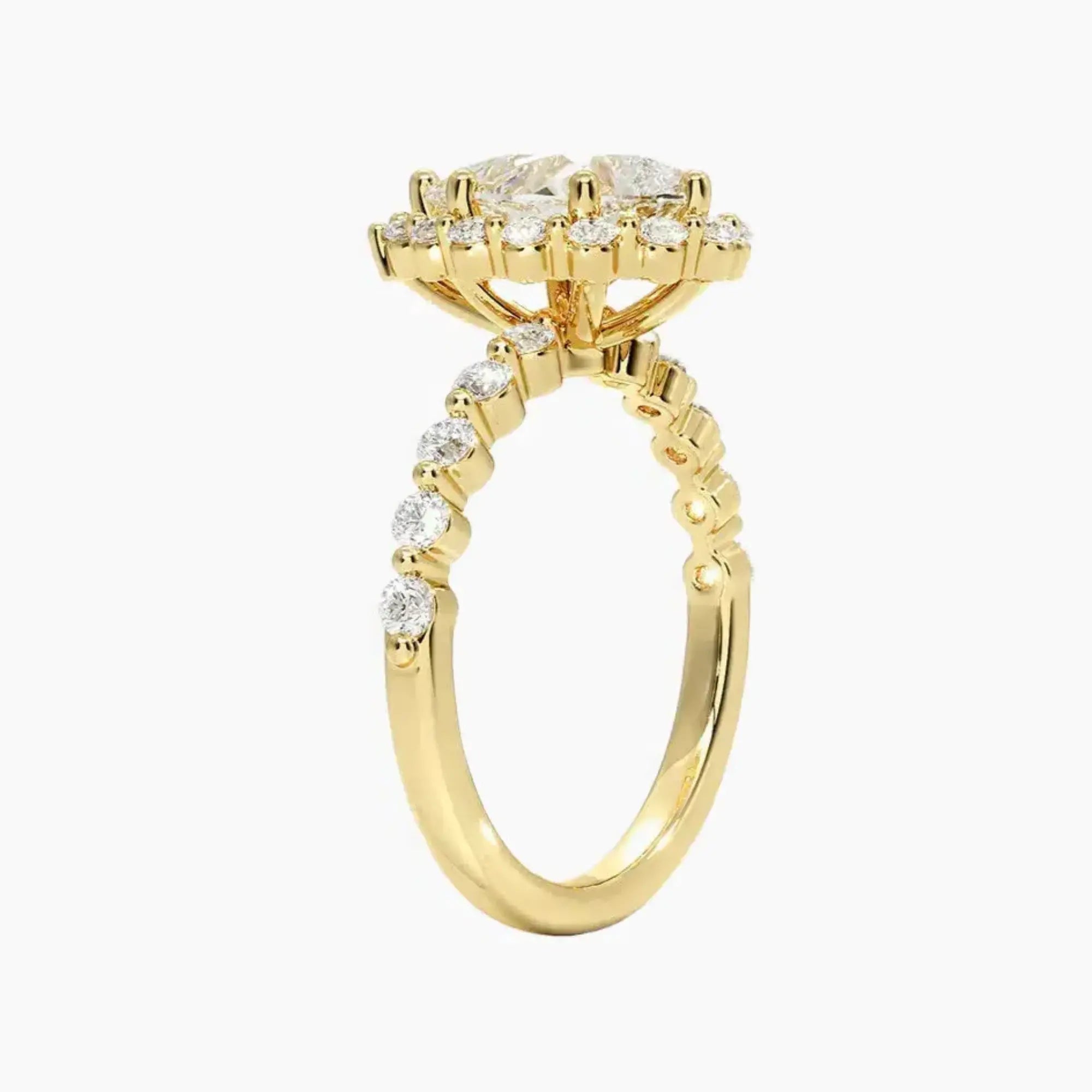 Anthea Pear Designer 3 Carat Lab Grown Diamond Engagement Ring in 18K White Gold