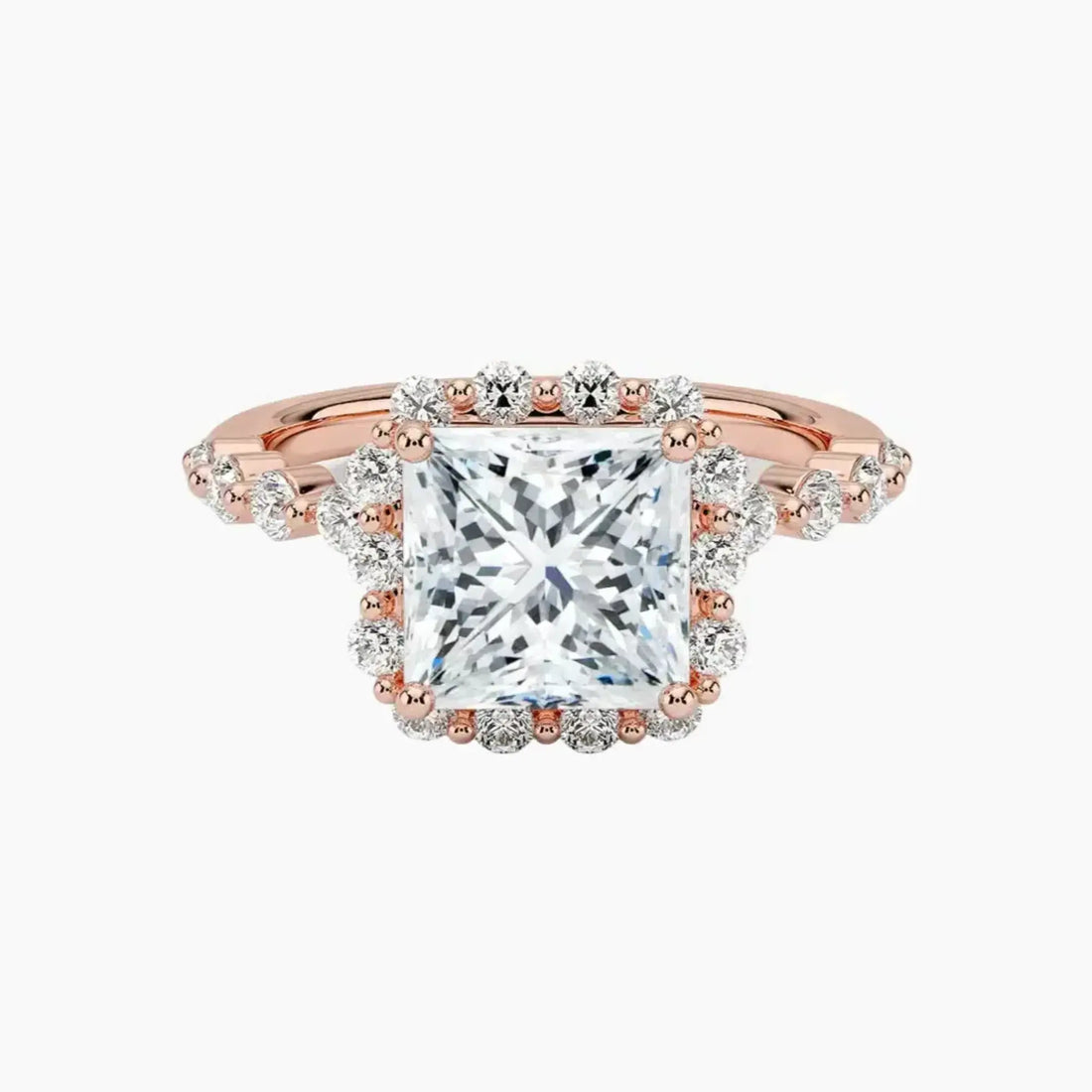 Anthea Princess Designer Diamond Ring Setting in 18K Rose Gold