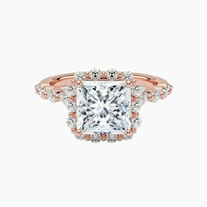 Anthea Princess Designer Diamond Ring Setting in 14K Rose Gold