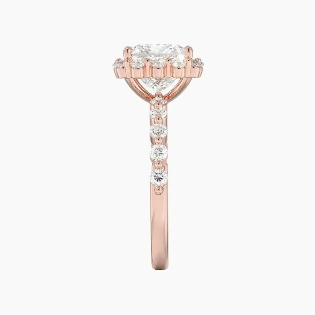 Anthea Princess Designer Diamond Ring Setting in 14K Rose Gold