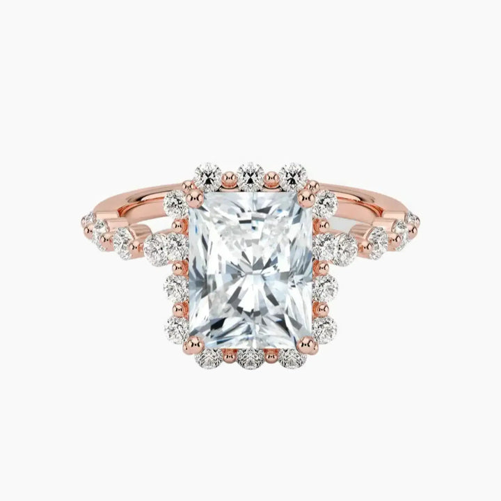 Anthea Radiant Designer 2.5 Carat Lab Grown Diamond Engagement Ring in 18K Rose Gold