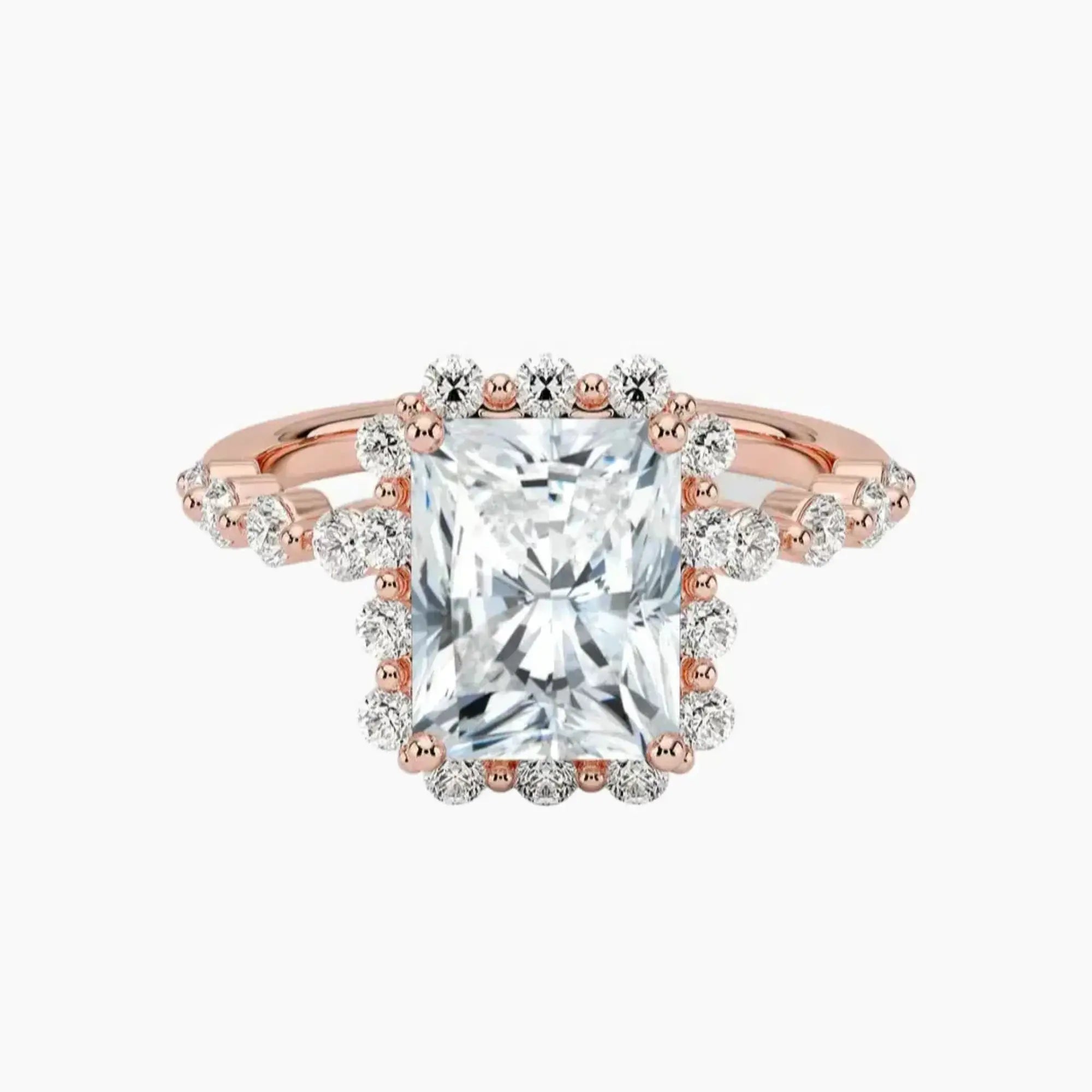 Anthea Radiant Designer 3 Carat Lab Grown Diamond Engagement Ring in 18K White Gold