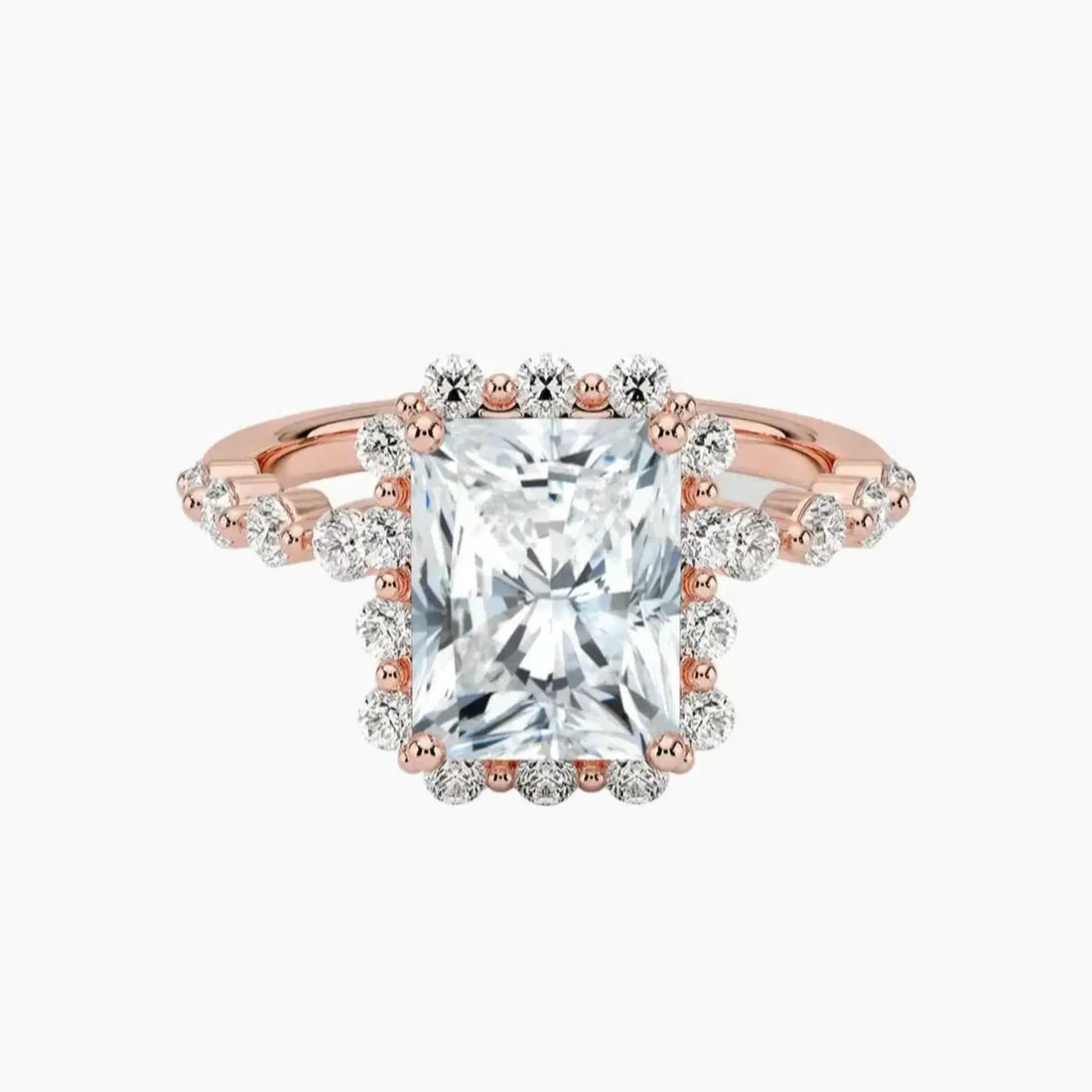 Anthea Radiant Designer 3 Carat Lab Grown Diamond Engagement Ring in 18K White Gold