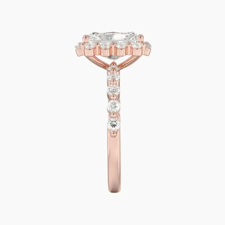 Anthea Radiant Designer 1.5 Carat Lab Grown Diamond Engagement Ring in 14K White Gold