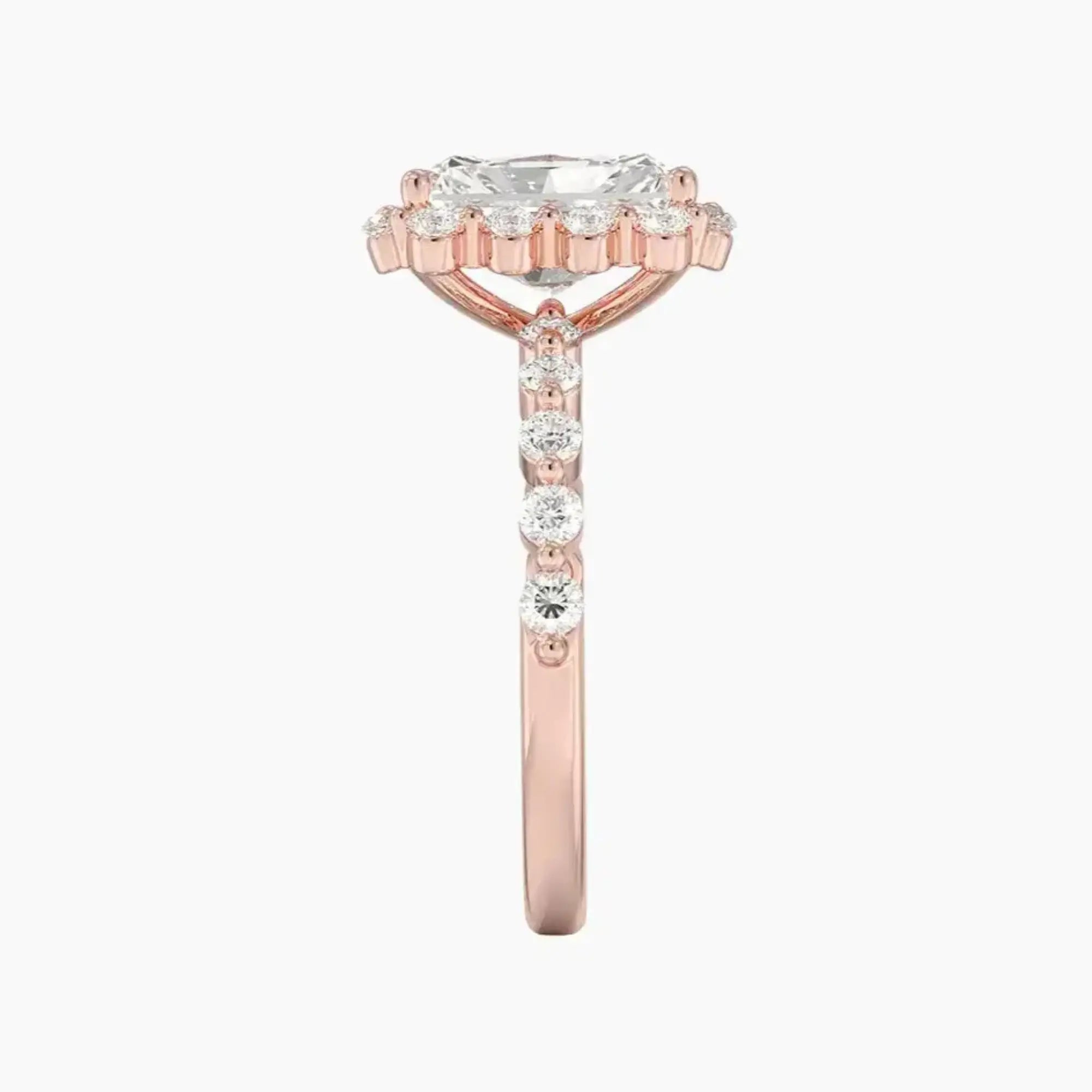 Anthea Radiant Designer 2 Carat Lab Grown Diamond Engagement Ring in 18K White Gold