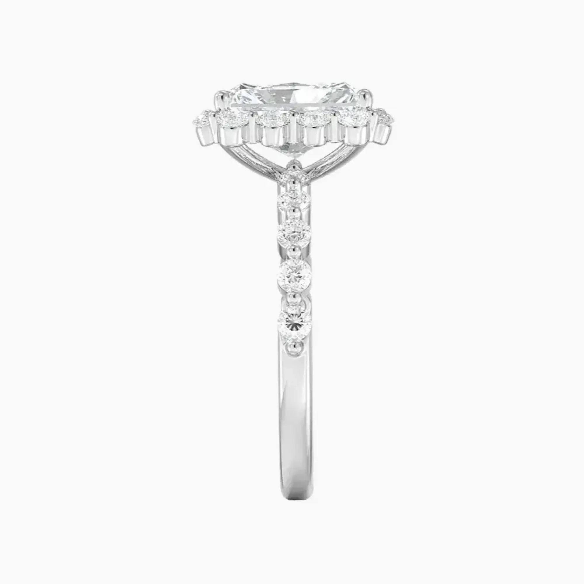 Anthea Radiant Designer 1.5 Carat Lab Grown Diamond Engagement Ring in 18K White Gold