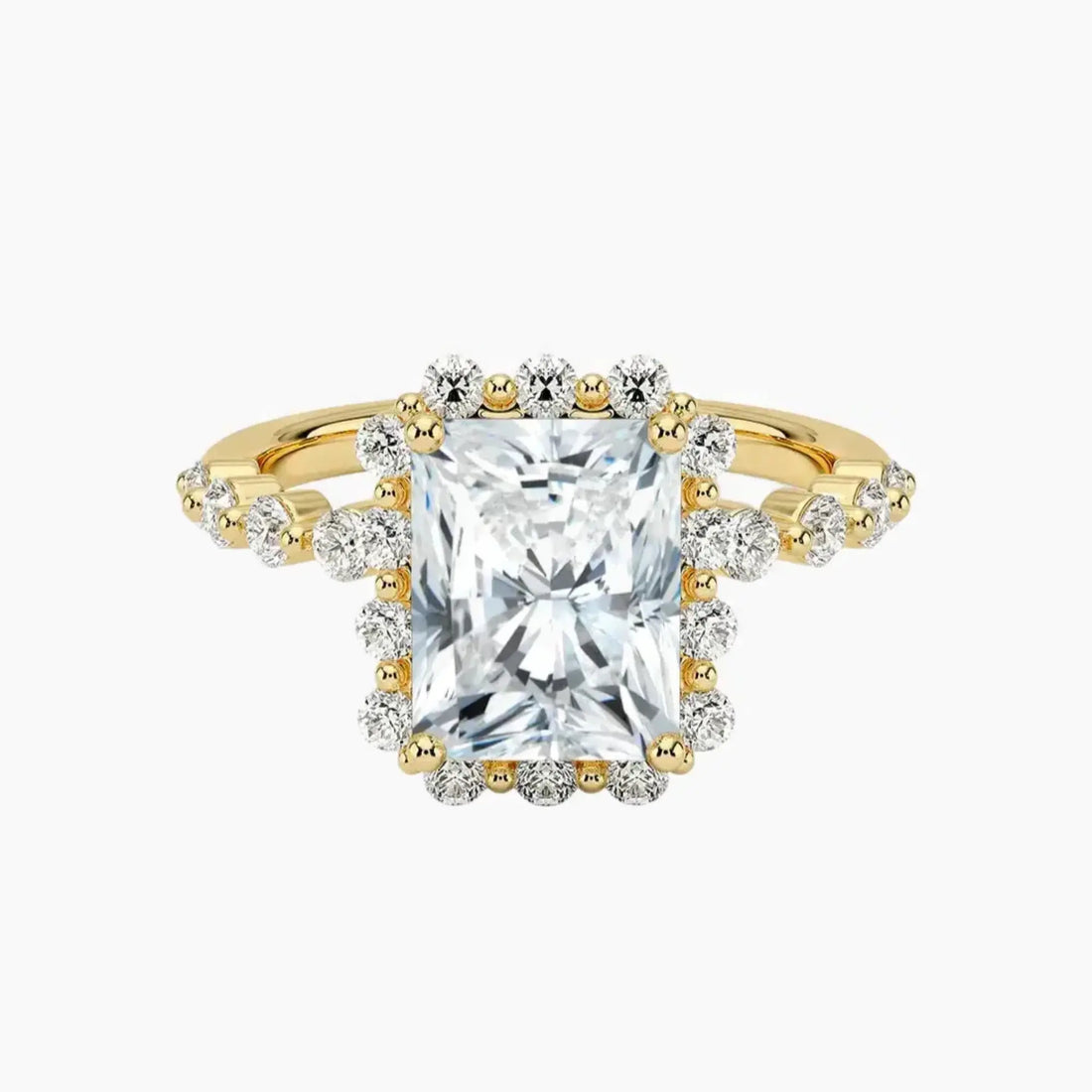 Anthea Radiant Designer 2.5 Carat Lab Grown Diamond Engagement Ring in 18K Yellow Gold