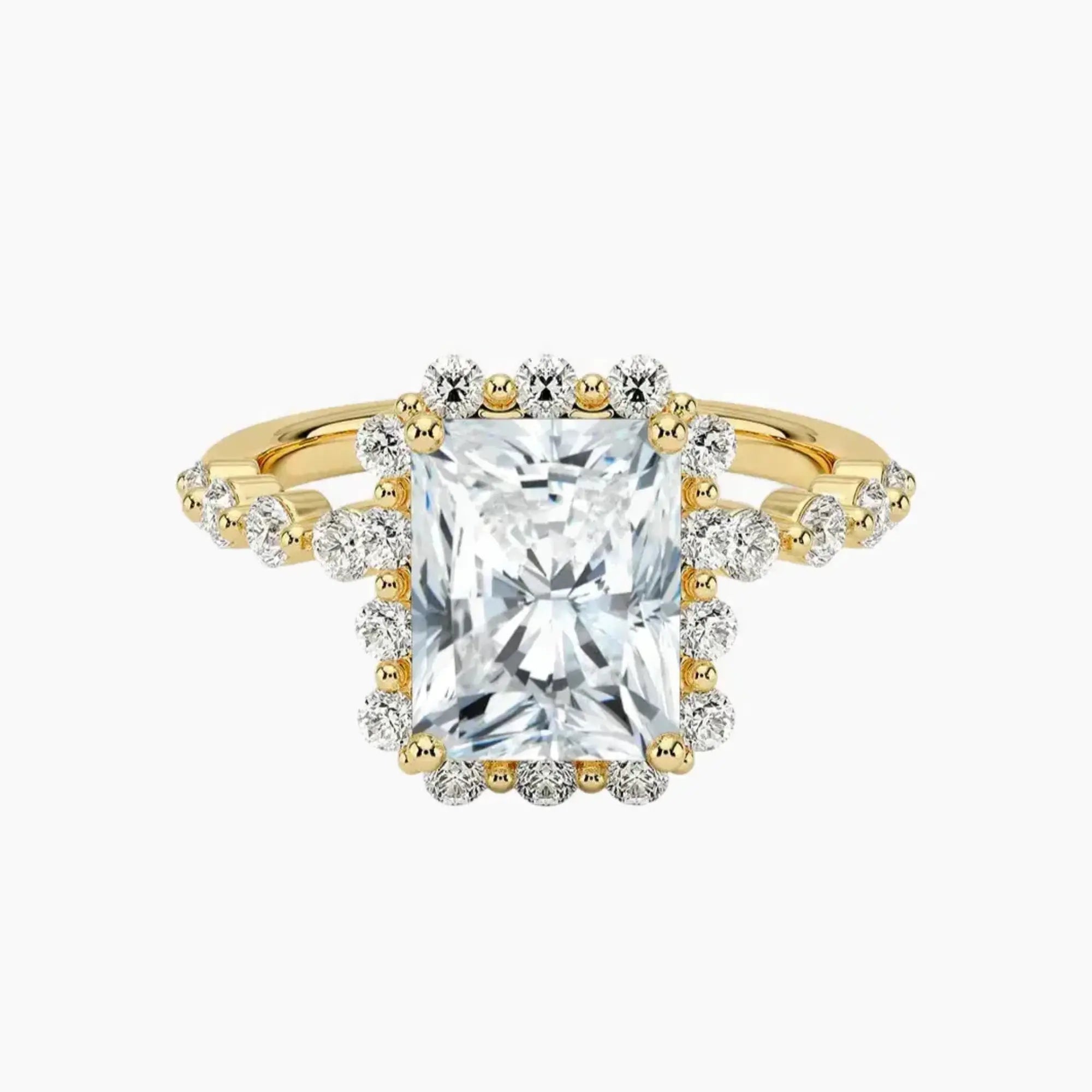 Anthea Radiant Designer 2.5 Carat Lab Grown Diamond Engagement Ring in 14K Yellow Gold