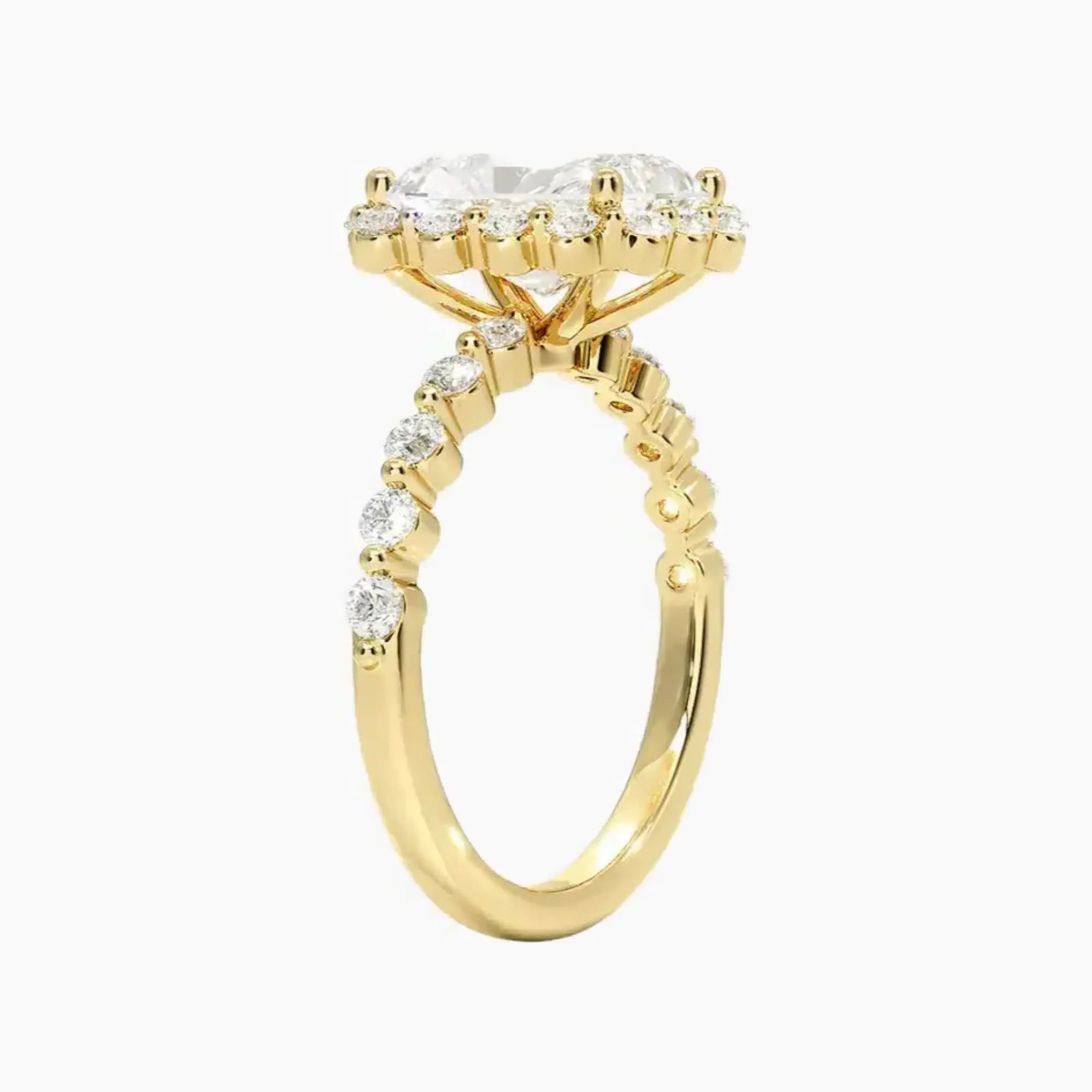Anthea Radiant Designer 3 Carat Lab Grown Diamond Engagement Ring in 18K White Gold