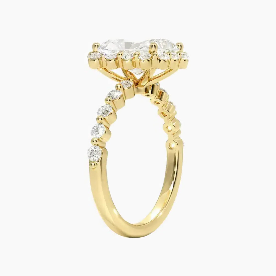 Anthea Radiant Designer 3 Carat Lab Grown Diamond Engagement Ring in 18K White Gold
