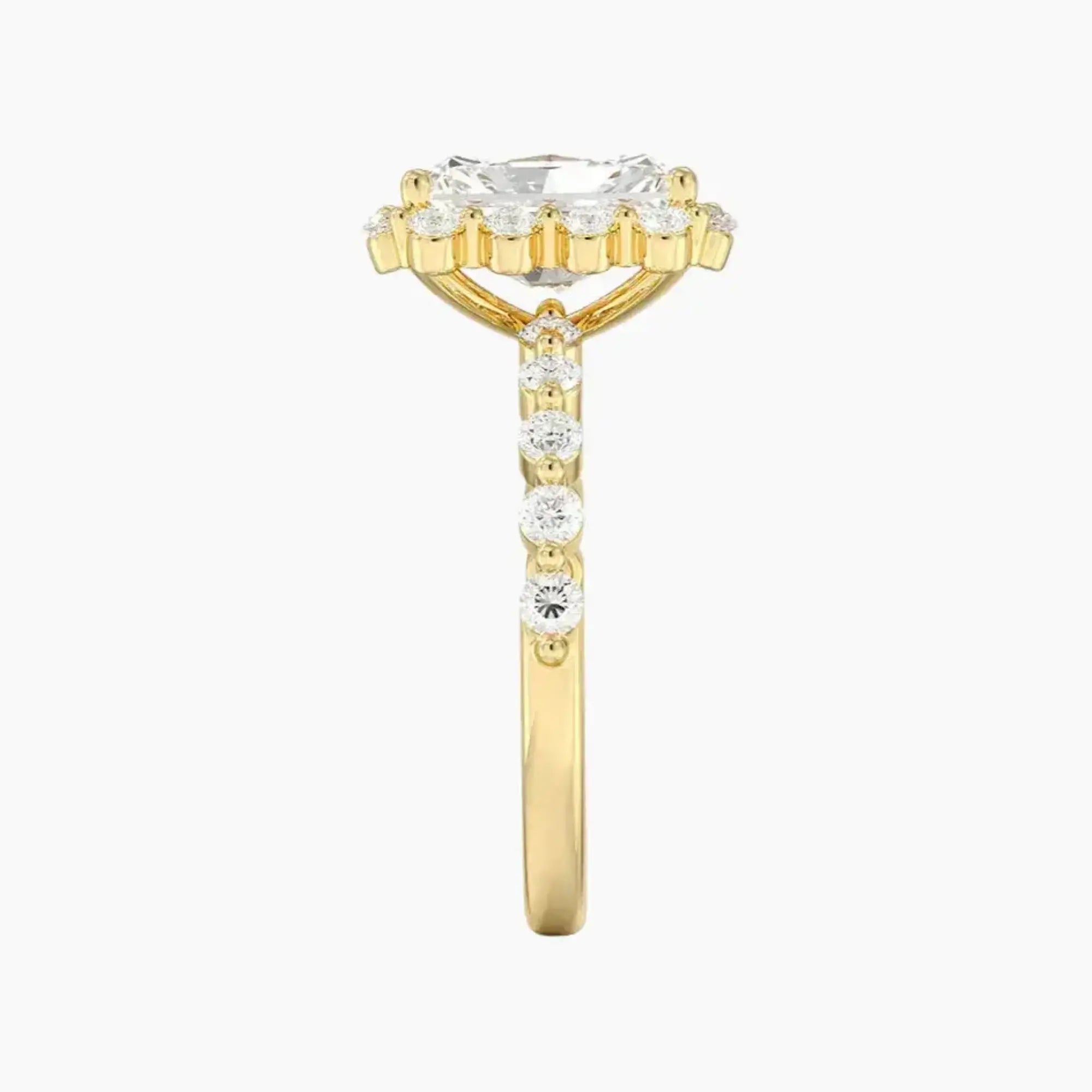 Anthea Radiant Designer Diamond Ring Setting in 14K Yellow Gold