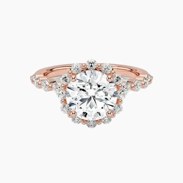 Anthea Round Designer 1 Carat Lab Grown Diamond Engagement Ring in 14K Rose Gold