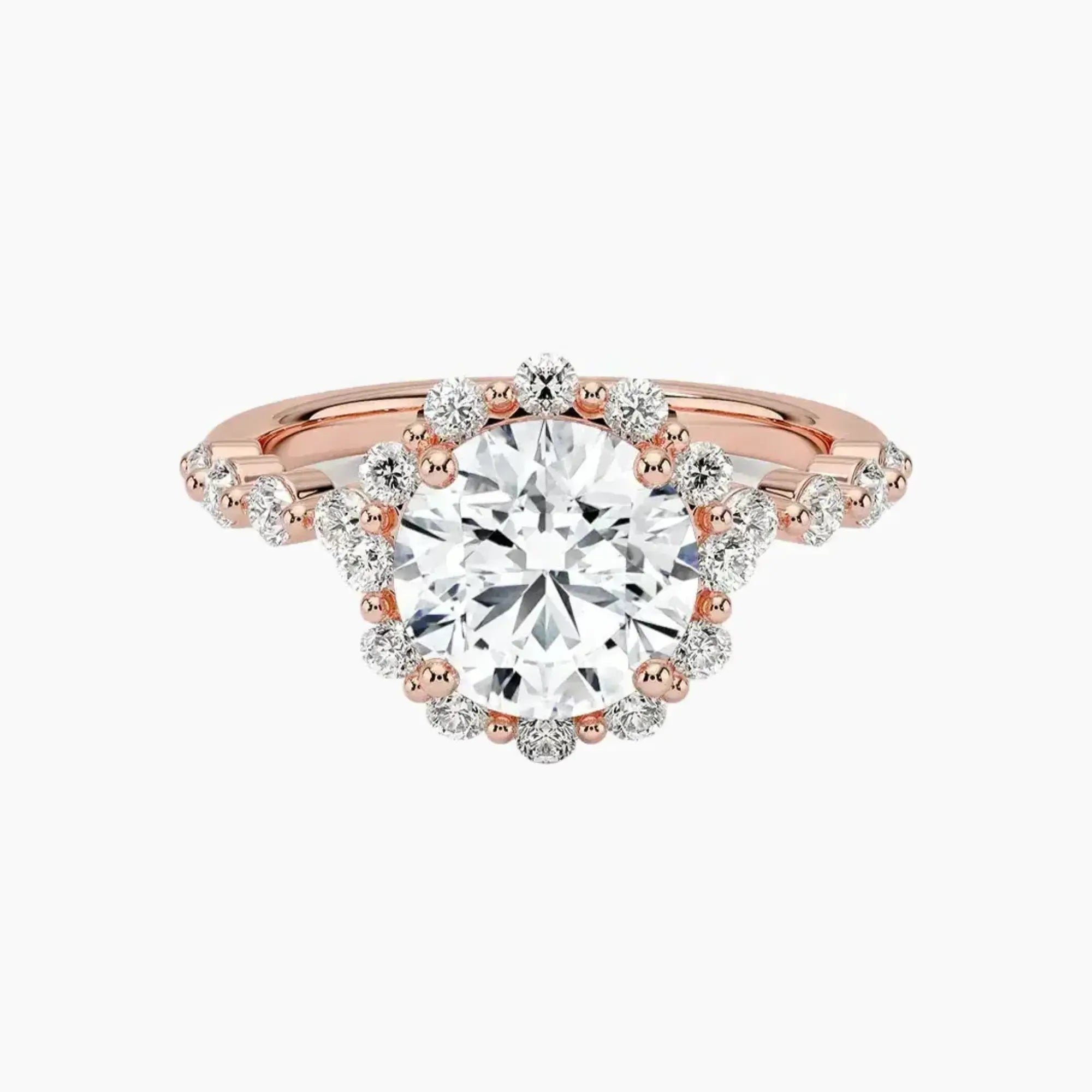 Anthea Round Designer 2.5 Carat Lab Grown Diamond Engagement Ring in 14K White Gold