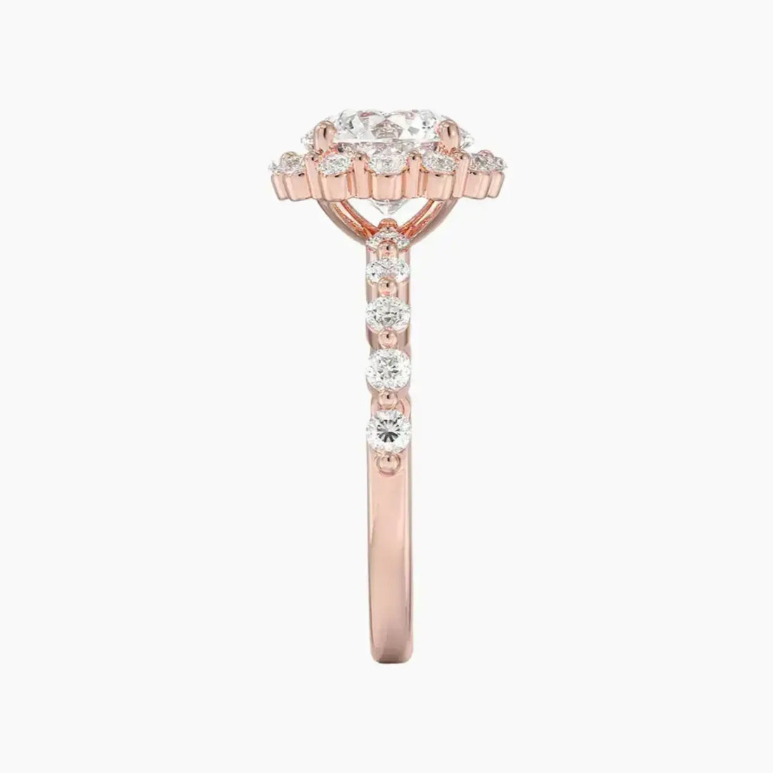 Anthea Round Designer 1.5 Carat Lab Grown Diamond Engagement Ring in 18K Rose Gold