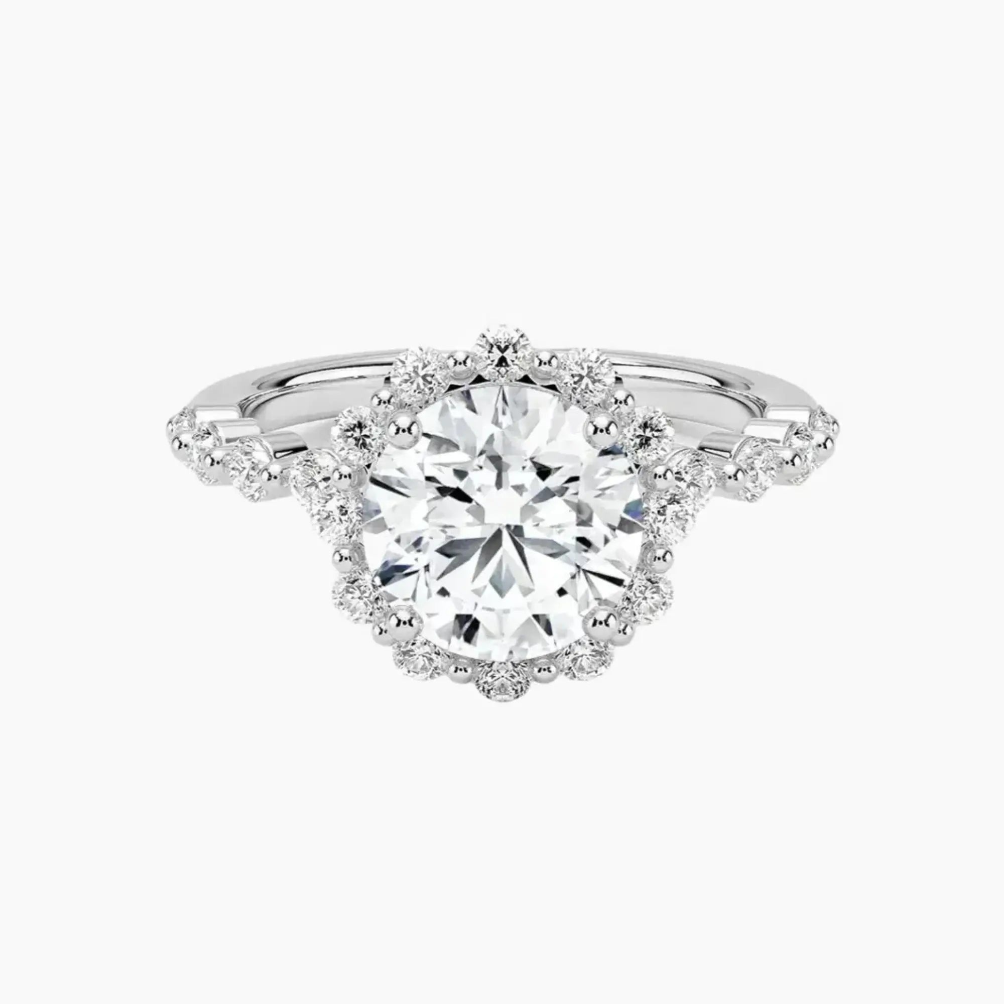 Anthea Round Designer Diamond Ring Setting in 14K Yellow Gold