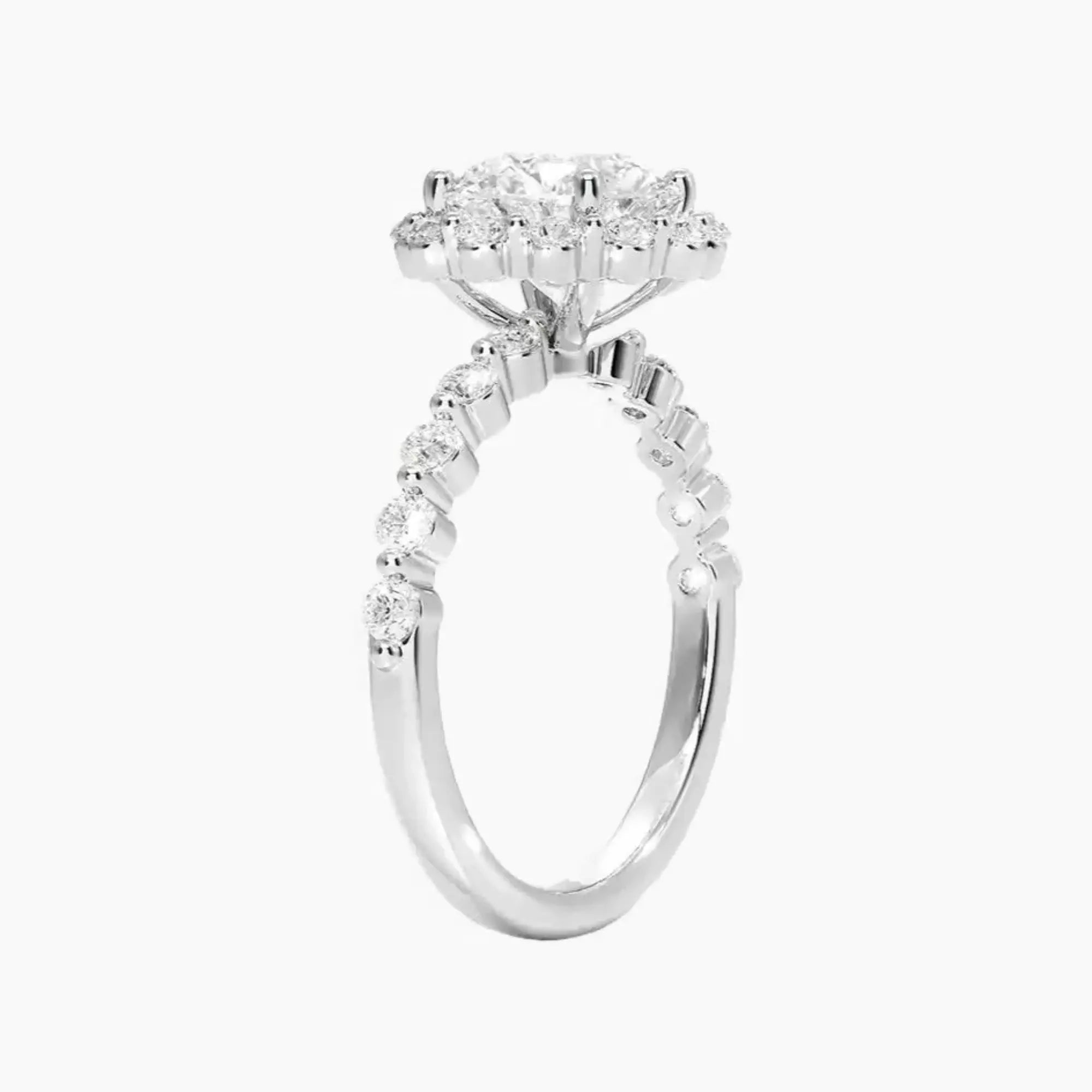 Anthea Round Designer 2.5 Carat Lab Grown Diamond Engagement Ring in 14K White Gold