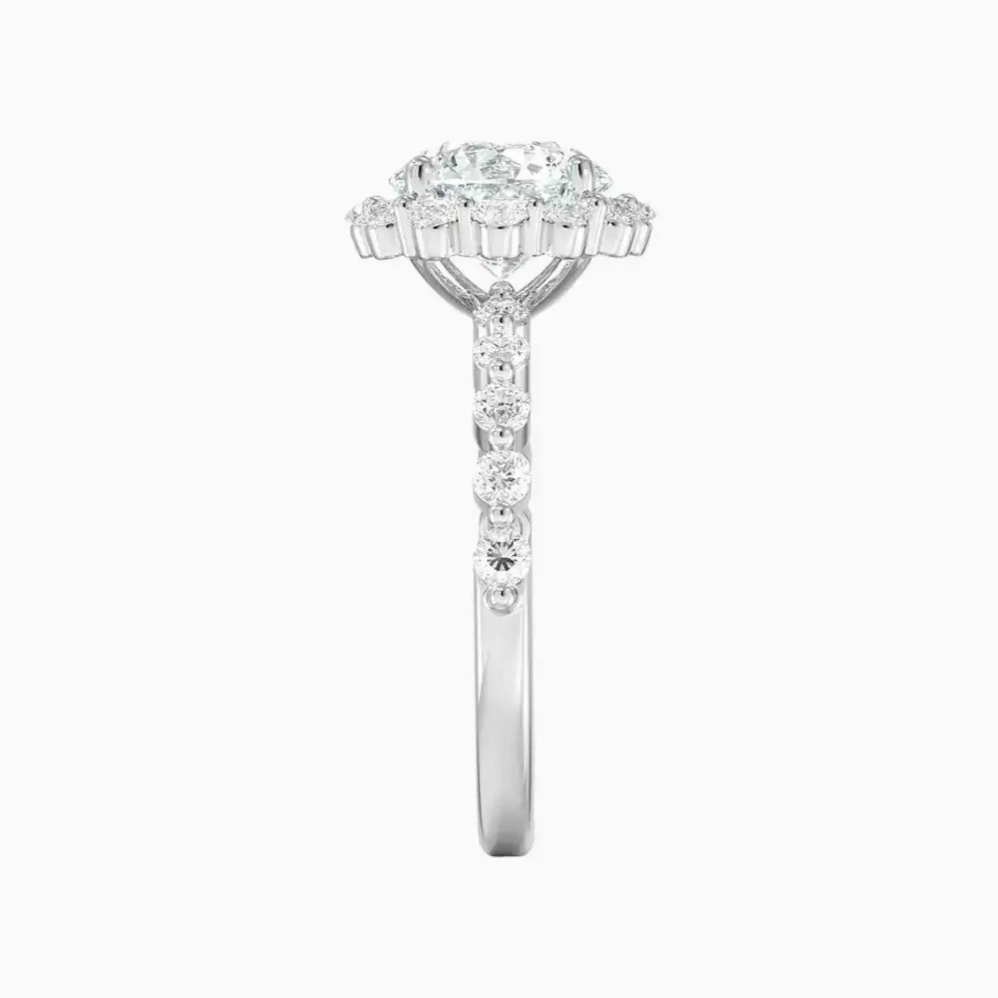 Anthea Round Designer 2.5 Carat Lab Grown Diamond Engagement Ring in 18K White Gold