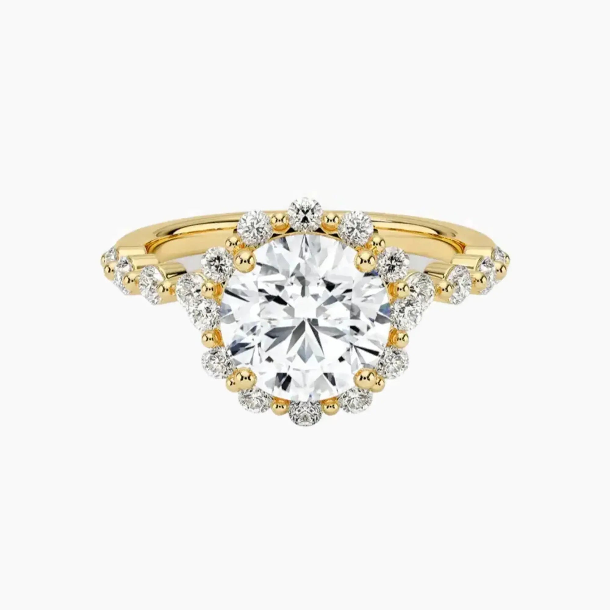 Anthea Round Designer 3 Carat Lab Grown Diamond Engagement Ring in 18K White Gold