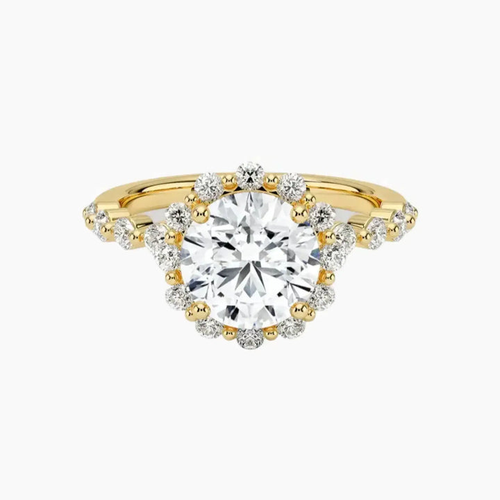 Anthea Round Designer 2.5 Carat Lab Grown Diamond Engagement Ring in 14K Yellow Gold