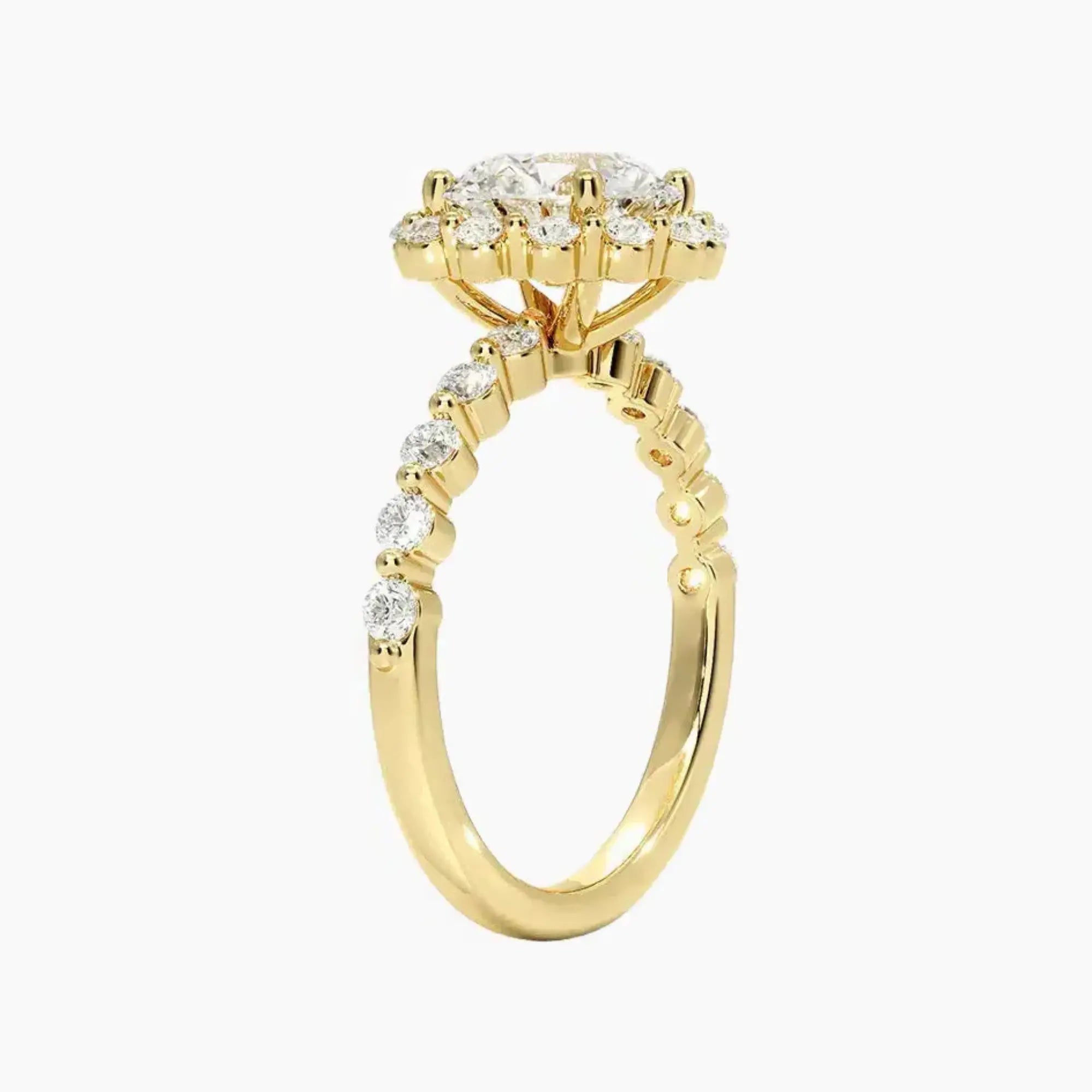 Anthea Round Designer 3 Carat Lab Grown Diamond Engagement Ring in 18K White Gold