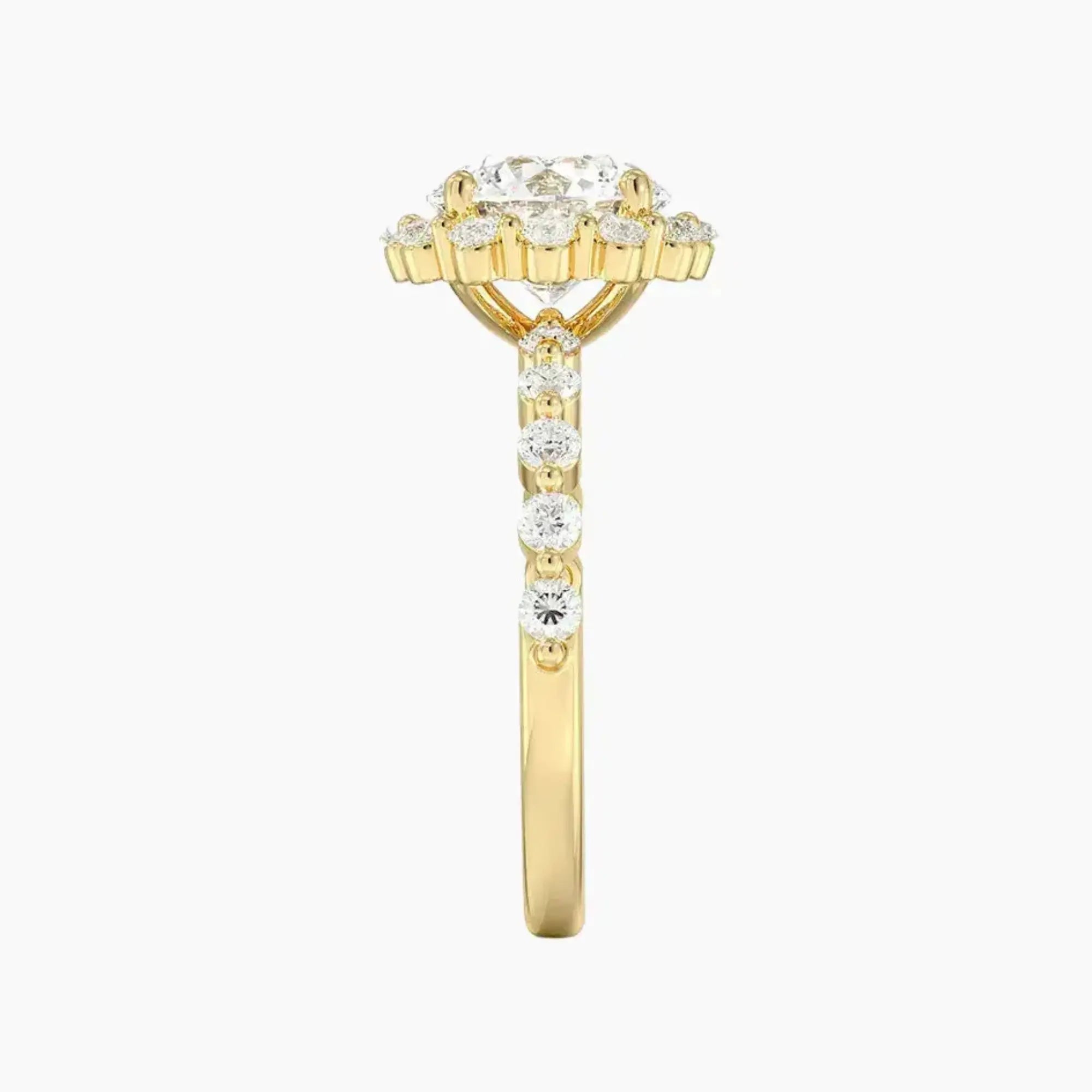 Anthea Round Designer 1.5 Carat Lab Grown Diamond Engagement Ring in 14K Yellow Gold