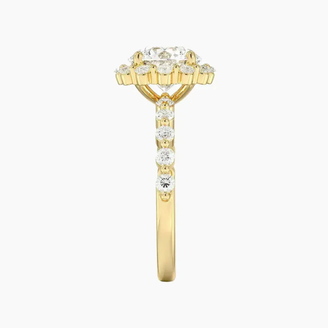 Anthea Round Designer 1.5 Carat Lab Grown Diamond Engagement Ring in 14K Yellow Gold