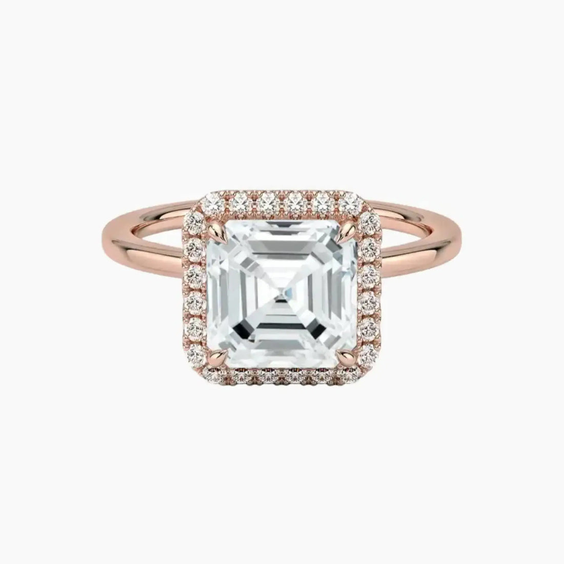Cassiopeia Asscher Hidden Halo Diamond Ring Setting in 18K White Gold
