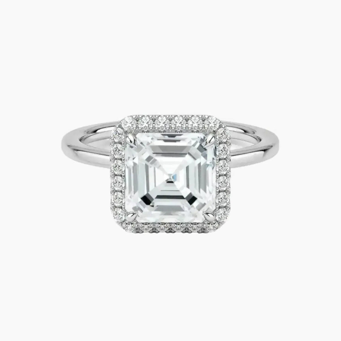 Cassiopeia Asscher Hidden Halo Diamond Ring Setting in 14K Rose Gold